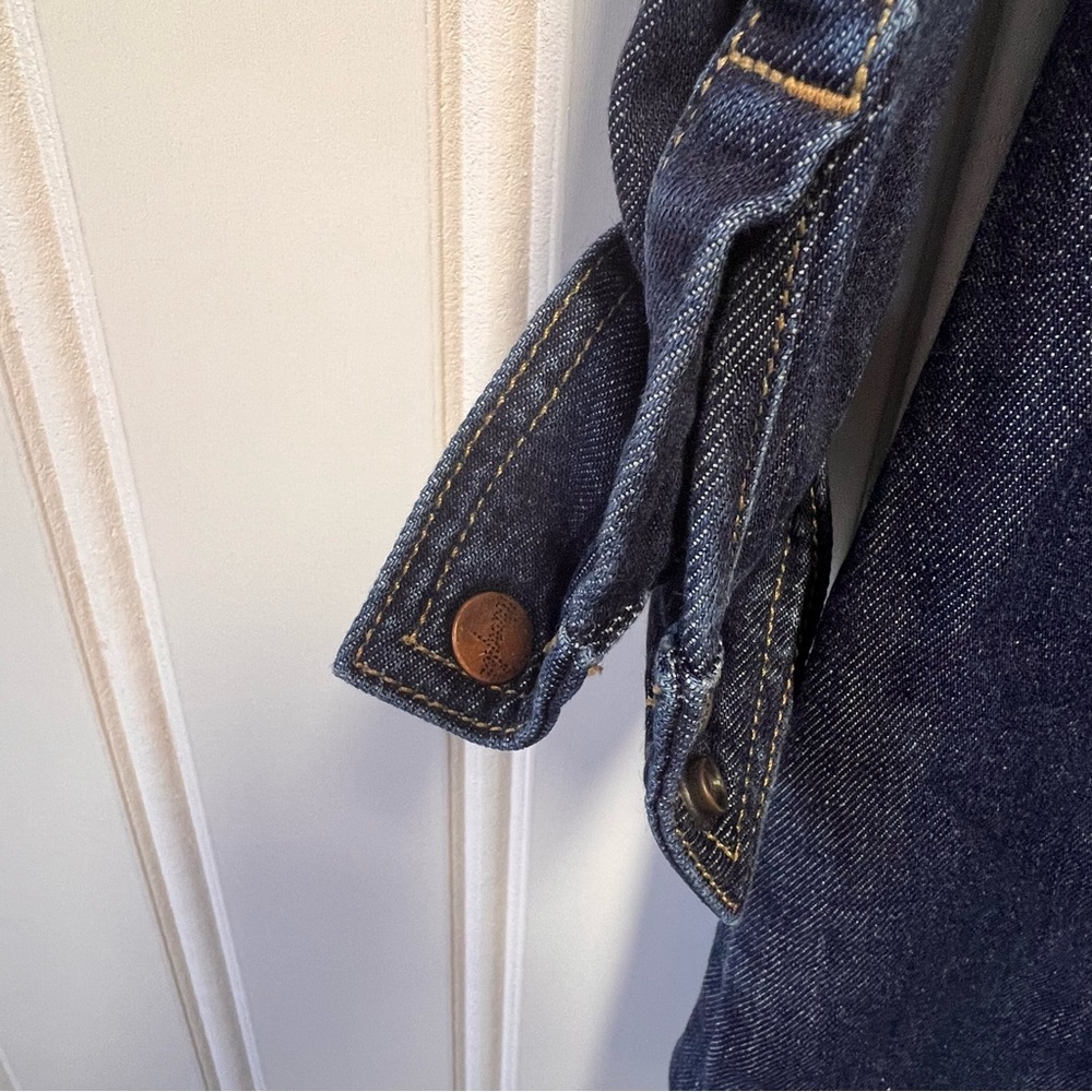 Wrangler Denim Shirt Dress Western Button Front Belted – Size Small - Picture 7 of 7